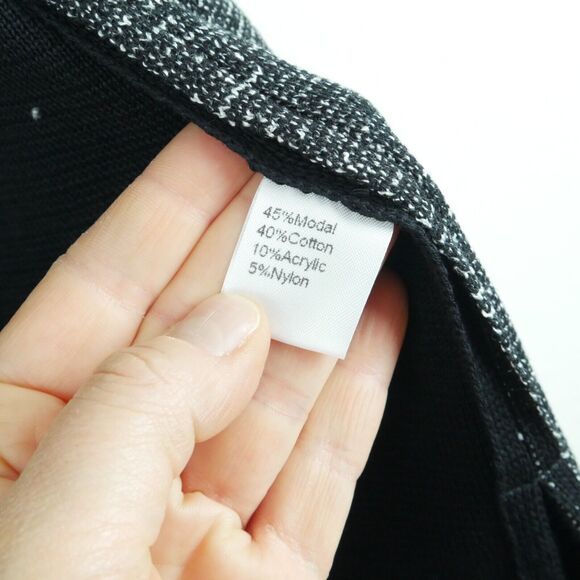 Ming Wang S Sweater Knit Jacket Black Abstract Print Modal Blend Career Elegant - Picture 4 of 7